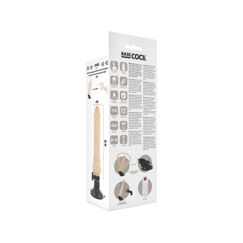 Basecock - Vibratore Telecomando Naturale Realistico 19.5 Cm - O