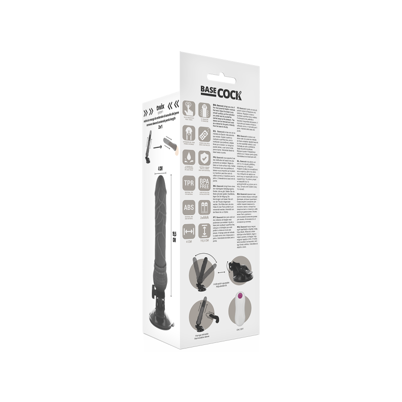Basecock - Vibrador Realístico Control Remoto Negro 19.5 Cm - O - 4