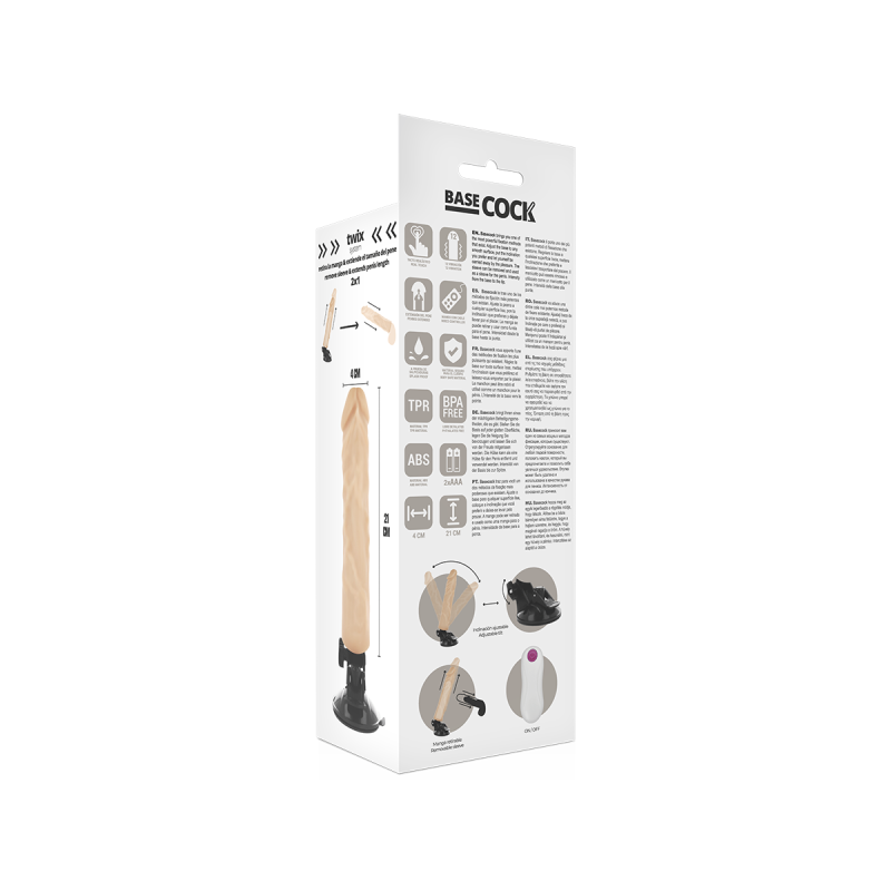Basecock - Vibrateur Réaliste Télécommande Naturel 21 Cm - O - 4 Cm