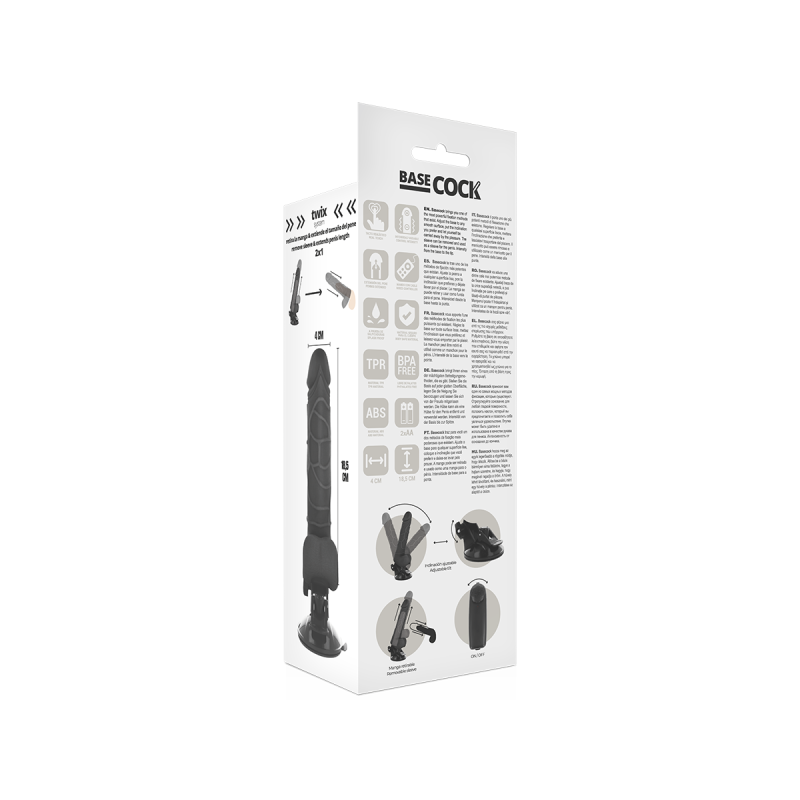 Basecock - Realistic Vibrator Remote Control Black 18.5 Cm - O