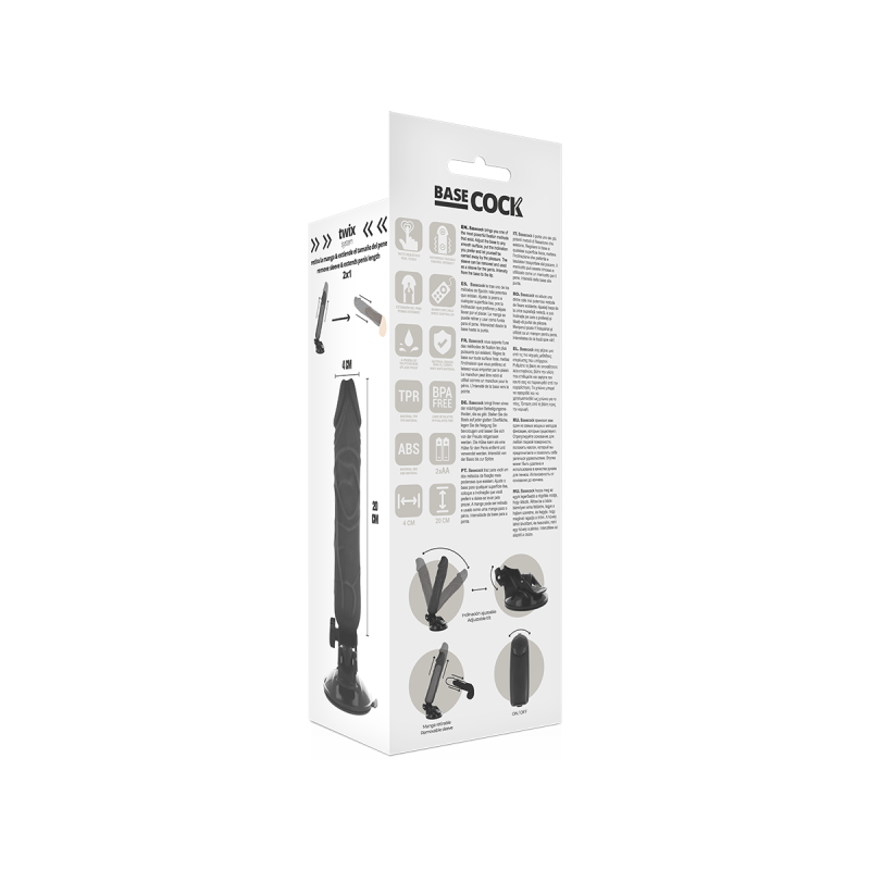 Basecock - Vibrateur Réaliste Télécommande Noir 20 Cm - O - 4 Cm |