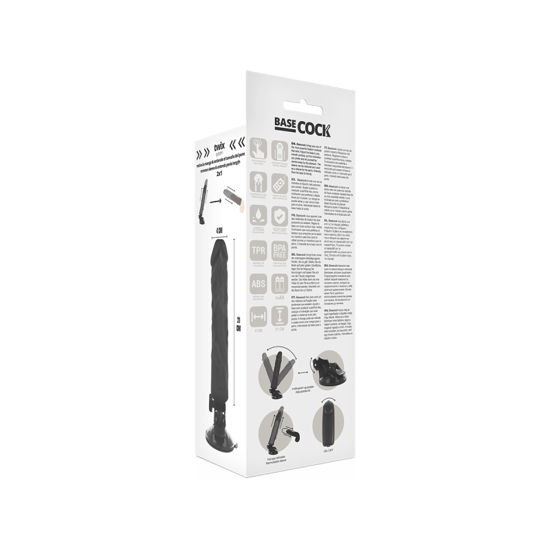 Basecock - Vibrateur Réaliste Télécommande Noir 21 Cm - O - 4 Cm |