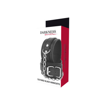 Darkness - Menottes En Cuir Texturé Noir | Vybes.it