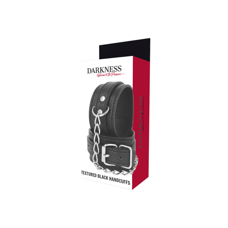 Darkness - Menottes En Cuir Texturé Noir | Vybes.it