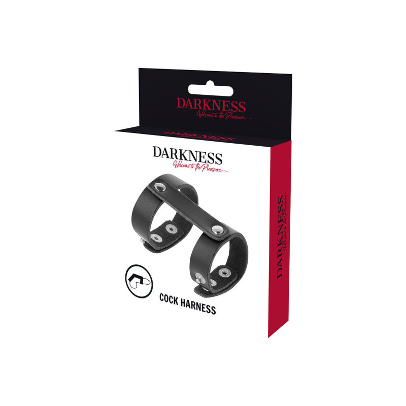 DARKNESS - LEATHER ADJUSTABLE PENIS AND TESTICLE RING - DARKNESS BOND…