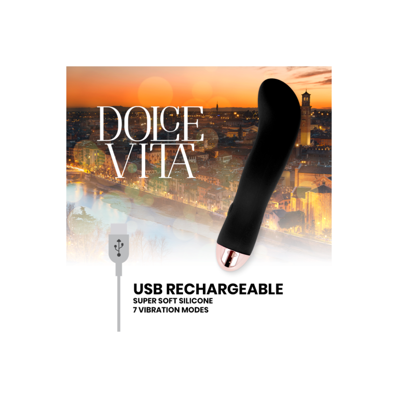 Dolce Vita - Vibratore Ricaricabile Due Nero 7 Velocità | Vybes.it
