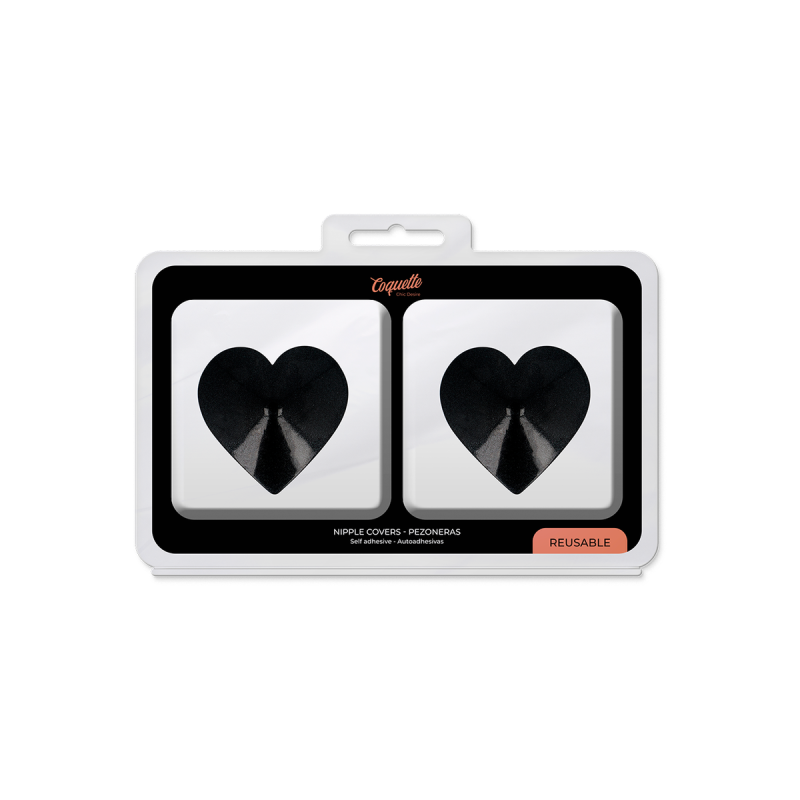 Coquette Chic Desire - Cubre Pezones Metal Corazones Negros |