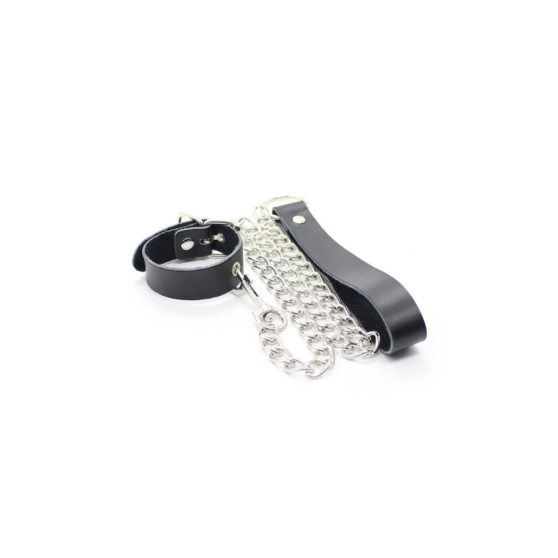 Ohmama Fetish - Collar Para Pene Y Correa Piel Con Cadena Metalica