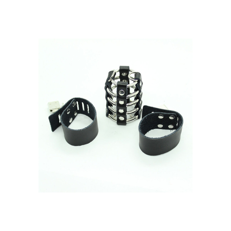 Ohmama Fetish - Cage Pénis Avec Anneaux Métalliques Et Sangle En