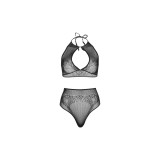 Leg Avenue - Set Dos Piezas Top Corto Cuello Halter Y Tanga Talla