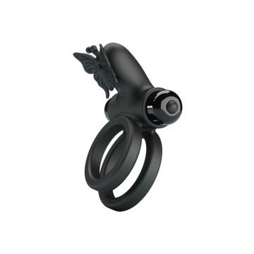 Pretty Love - Doble Anillo Vibrador Con Estimulador Negro | Vybes.it