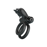 Pretty Love - Doble Anillo Vibrador Con Estimulador Negro | Vybes.it