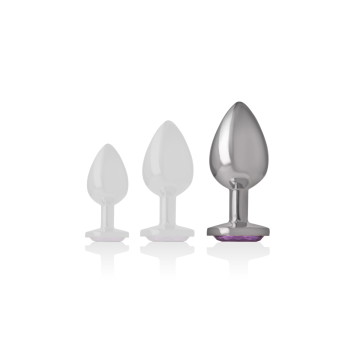 Intense - Plug Anal Metal Aluminio Con Cristal Violeta Talla L |