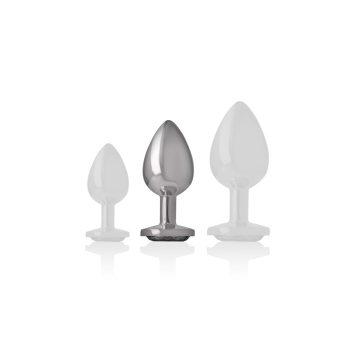 Intense - Plug Anal Metal Aluminio Con Cristal Negro Talla M |