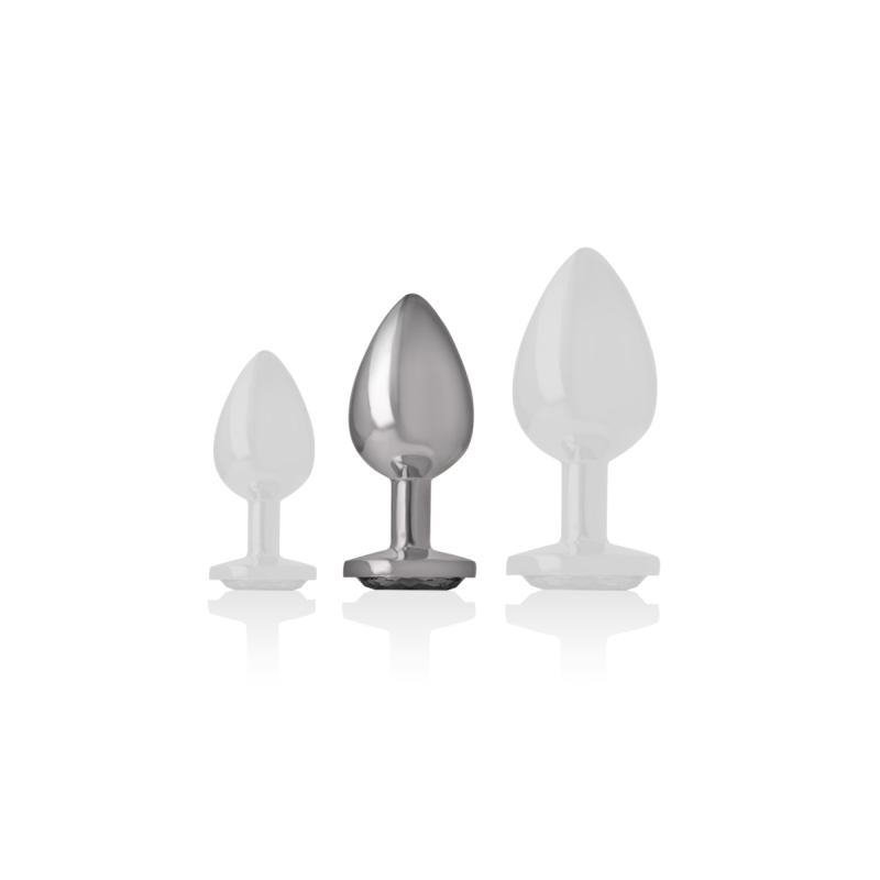 Intense - Plug Anal Metal Aluminio Con Cristal Negro Talla M |