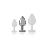 Intense - Plug Anal En Métal Aluminium Avec Verre Noir Taille M |