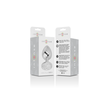 Intense - Plug Anal Metal Aluminio Con Cristal Plata Talla S |