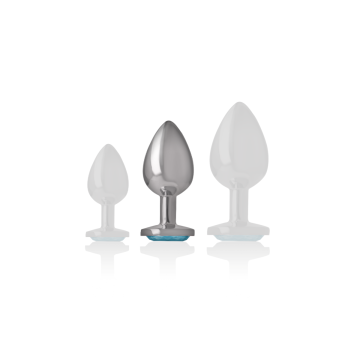 Intense - Analplug Aus Aluminiummetall Mit Blauem Glas, Grösse M |