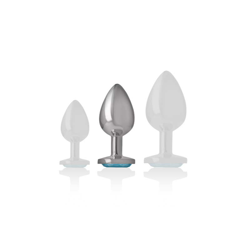 Intense - Analplug Aus Aluminiummetall Mit Blauem Glas, Grösse M |