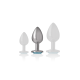 Intense - Analplug Aus Aluminiummetall Mit Blauem Glas, Grösse M |