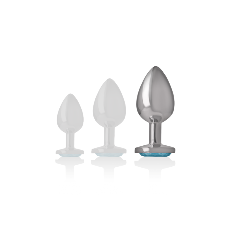 Intense - Analplug Aus Aluminiummetall Mit Blauem Kristall, Grösse