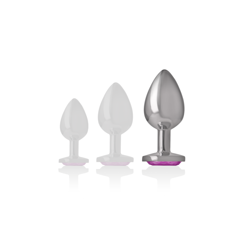 Intense - Plug Anal Metal Aluminio Con Cristal Rosa Talla L |