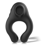 BLACK&SILVER - ANILLO VIBRADOR SILICONA 3 MOTORES RECARGABLE NEGRO