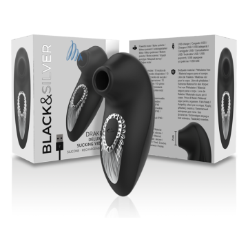 BLACK&SILVER - DRAKE DELUXE SUCKING VIBE SILICONA RECARGABLE NEGRO