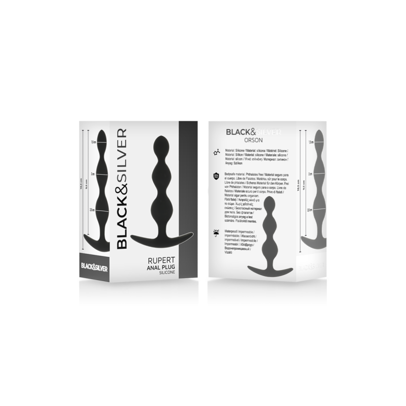 BLACK&SILVER - CATENA PER SFERE ANALI RUPERT 10 CM - Perline anali
