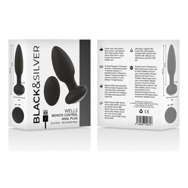 BLACK&SILVER - WELLS PLUG ROTADOR ANAL SILICONA CONTROL REMOTO