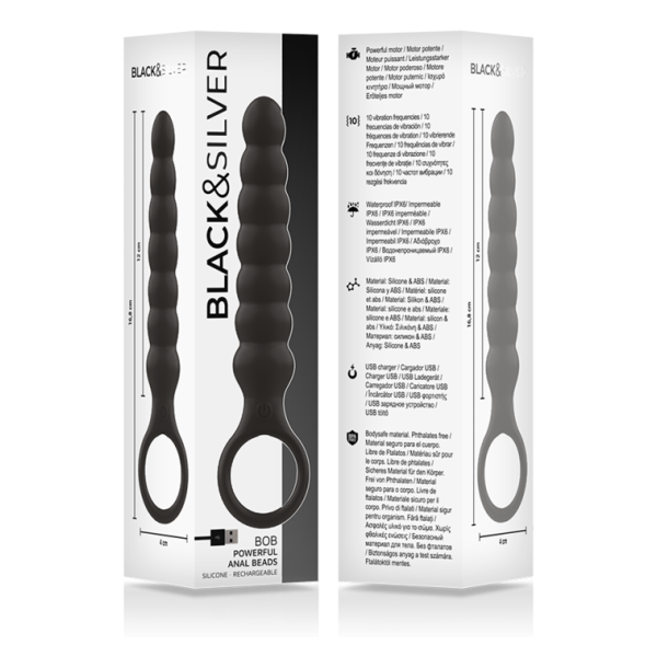 BLACK&SILVER - BOB POTENTE VIBRADOR DILATADOR ANAL SILICONA