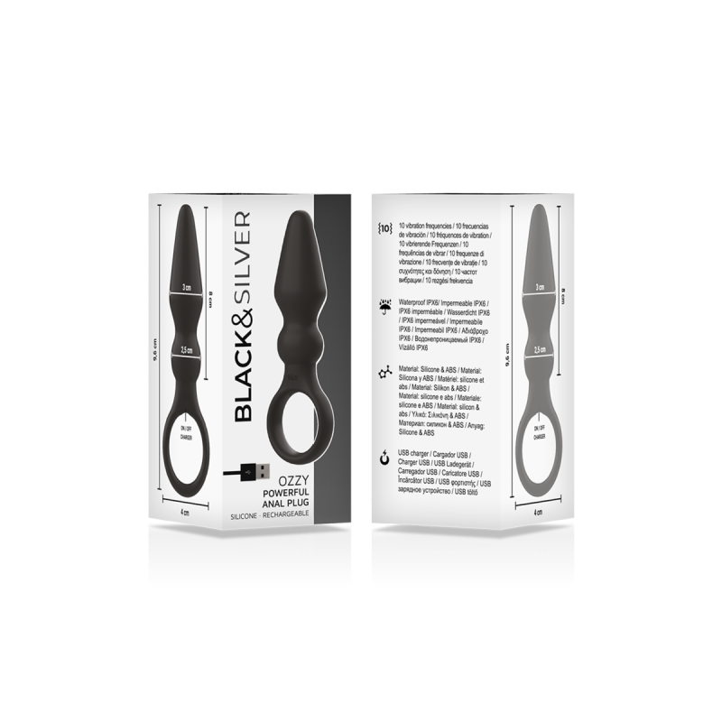 Black&Silver - Ozzy Powerful Silicone Anal Plug | Vybes.it