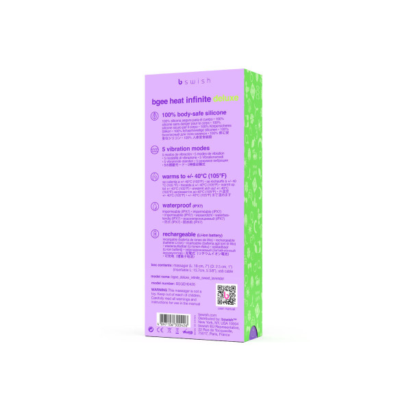 B SWISH - BGEE HEAT INFINITE DELUXE VIBRADOR RECARGABLE SILICONA LAVANDA