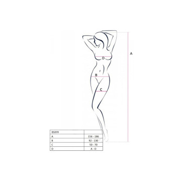 PASSION - BS099 RED BODYSTOCKING ONE SIZE - PASSION WOMAN BODYSTOCKIN…