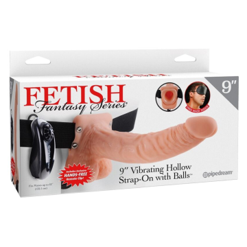 FETISH FANTASY SERIES - HARNAIS RÉGLABLE TÉLÉCOMMANDE PÉNIS RÉALISTE AVEC TESTICULES 23 CM