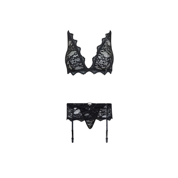 LIVCO CORSETTI FASHION - BELITA LC 90231 SUJETADOR + PANTY + LIGUERO NEGRO L/XL