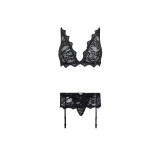 LIVCO CORSETTI FASHION - BELITA LC 90231 SUJETADOR + PANTY + LIGUERO NEGRO L/XL