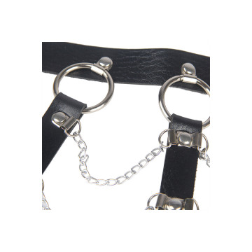 Subblime - Arnés De Pecho Cadenas Cuero Negro Talla Única | Vybes.it