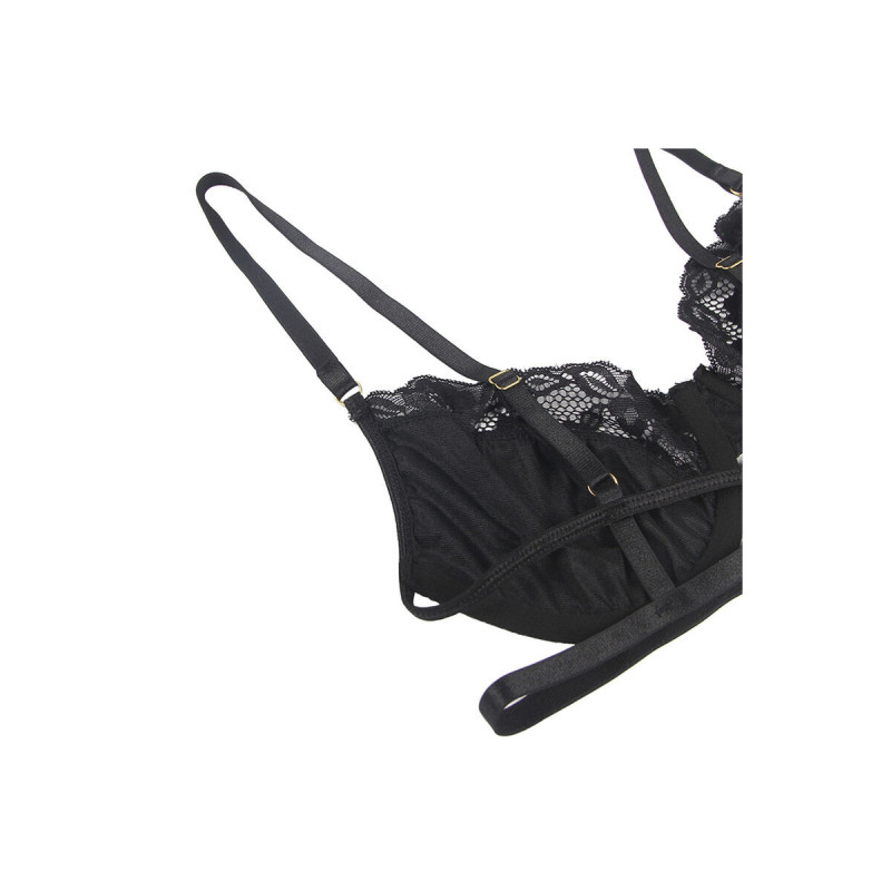Subblime - Set De 3 Piezas Sujetador + Tanga + Liga Encaje Negro