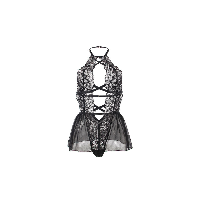 Subblime - Teddy Cuello Halter Espalda Descubierta Encaje Negro S/M