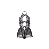 Subblime - Teddy Cuello Halter Espalda Descubierta Encaje Negro S/M