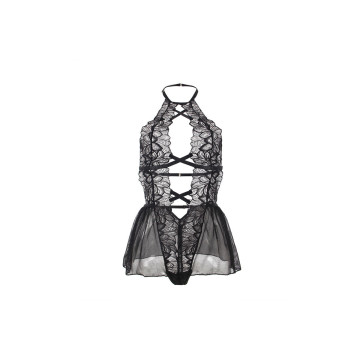 Subblime - Teddy Cuello Halter Espalda Descubierta Encaje Negro