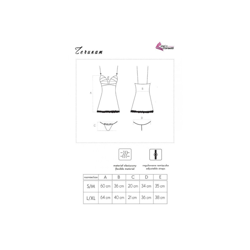 Livco Corsetti Fashion - Zerunam Set Babydoll + Tanga Negro S/M |