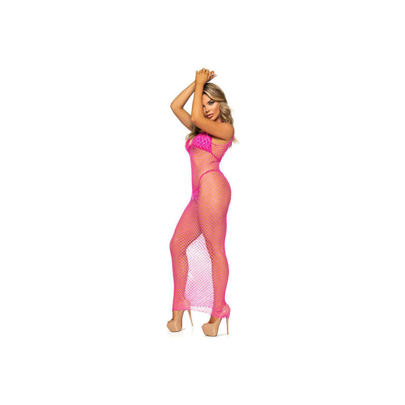 Leg Avenue - Langes Netzkleid Pink Eine Grösse | Vybes.it