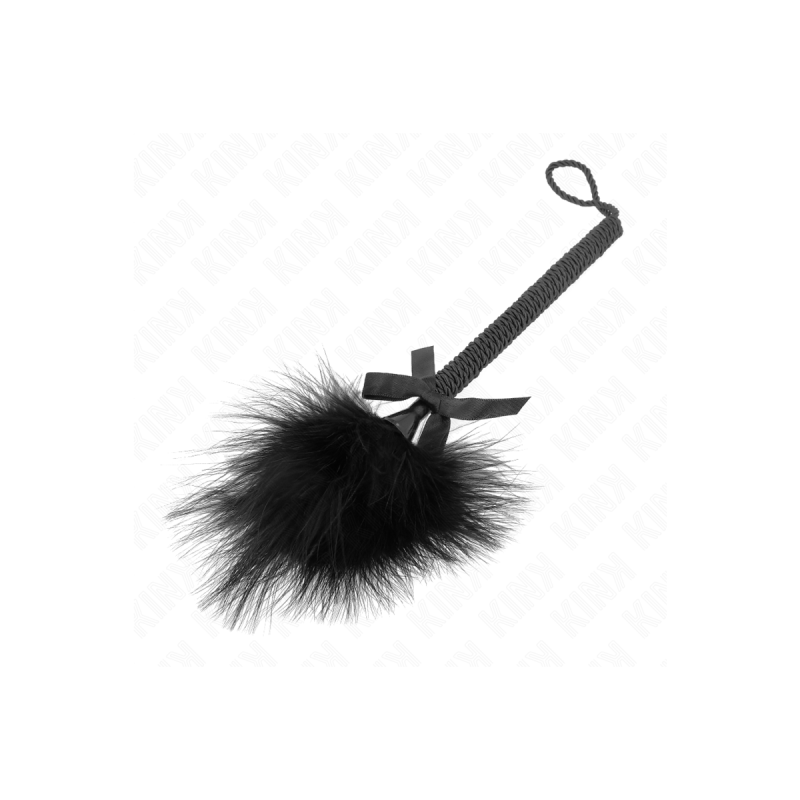 KINK - NYLONSEILSTAB MIT KITZELFEDERN UND SCHWARZER SCHLEIFE 25 CM -…