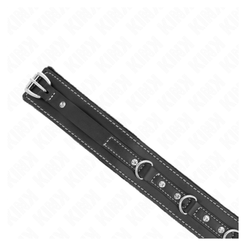 KINK - PVC LEDER HALSKETTE MIT GÜRTEL 105 CM STRASS NIETE 41,5 X 4 CM