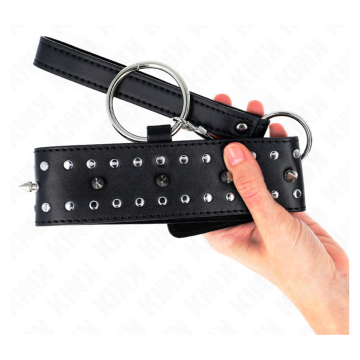 KINK - COLLIER AVEC LAISSE 65 CM AVEC CLOUS ARGENTÉS MODÈLE 1 AJUSTABLE 36-43 CM X 5 CM