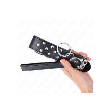 KINK - RING RIVET STRAP NECKLACE WITH BELT 65 CM BLACK ADJUSTABLE 36-…