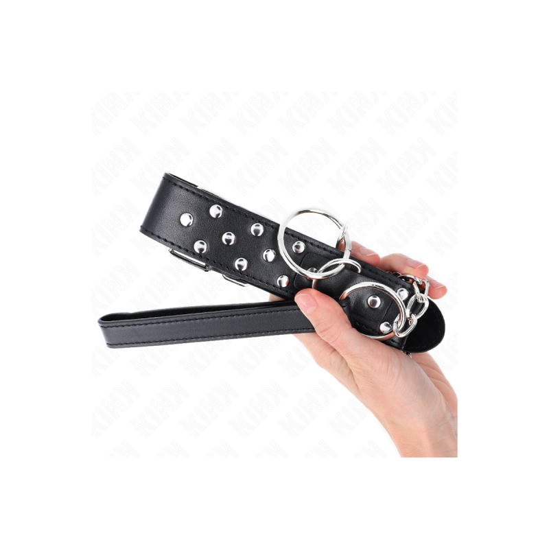 KINK - RING NIETEN BAND HALSKETTE MIT GÜRTEL 65 CM SCHWARZ VERSTELLBA…