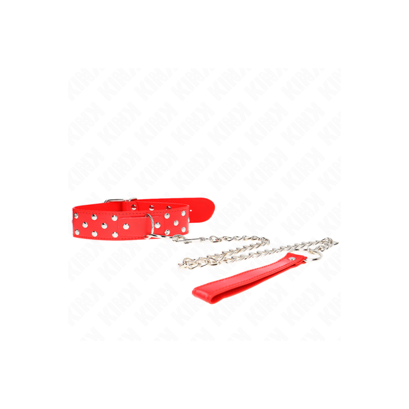 KINK - RING NIETEN BAND HALSKETTE MIT GÜRTEL 65 CM ROT VERSTELLBAR 36…